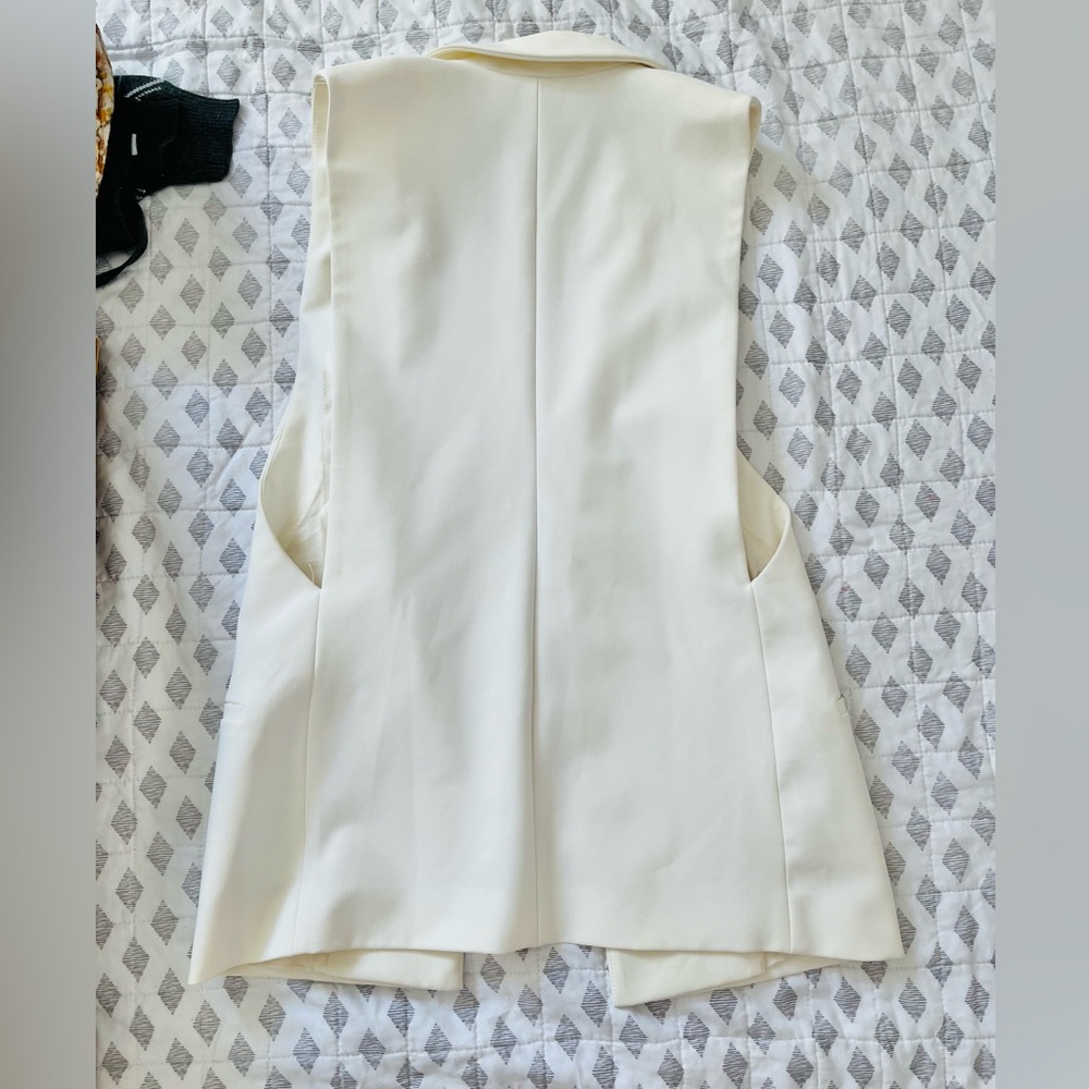 Zara Cream Sleeveless Tailored Vest